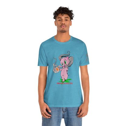Smoking Hog Leg Pink Pig Tee - Premium Airlume Cotton Cannabis Culture Art