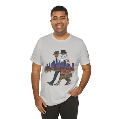High Roller Urban Legends Cannabis T-Shirt - Premium 420 City Skyline Street Culture Double Exposure Apparel