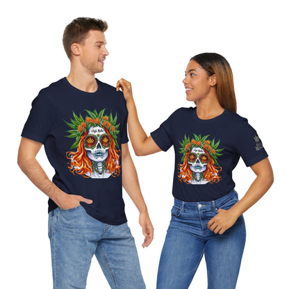 Sugar Skull Goddess Tee - Premium Airlume Cotton Cannabis Culture Day of Dead Art