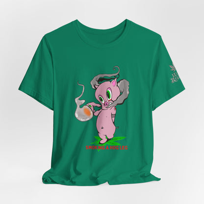 Smoking Hog Leg Pink Pig Tee - Premium Airlume Cotton Cannabis Culture Art