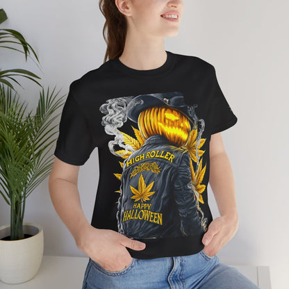 Halloween Witch Rider Cannabis T-Shirt - Premium Spooky 420 Biker Edition Apparel