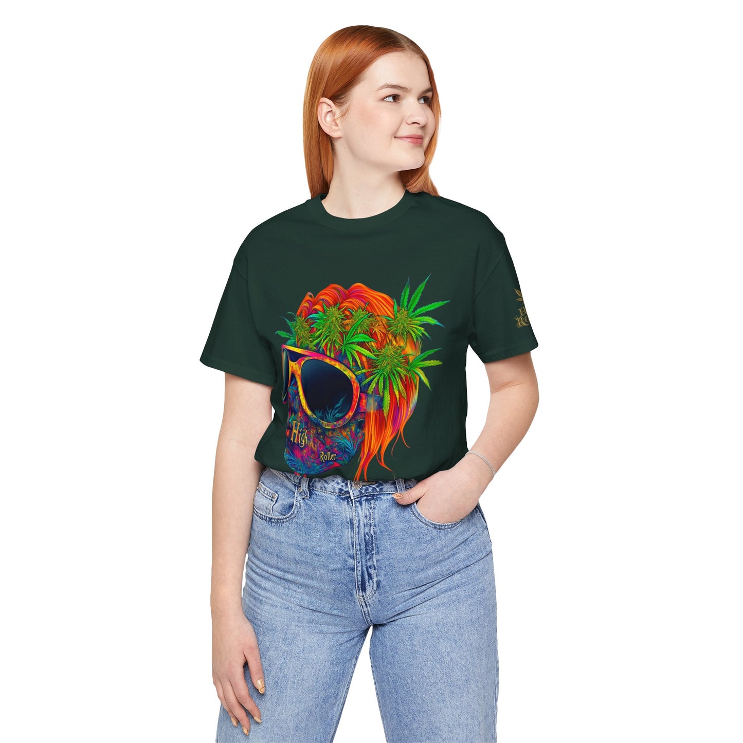 Tropical Cannabis Skull Tee - Paradise Vibes Art Design | High Roller