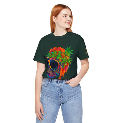 Tropical Cannabis Skull Tee - Paradise Vibes Art Design | High Roller