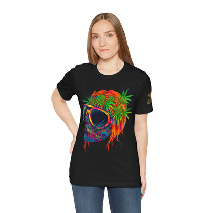 Tropical Cannabis Skull Tee - Paradise Vibes Art Design | High Roller