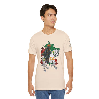 Headless Horseman HIGH ROLLER Halloween Cannabis T-Shirt - Premium Pumpkin Rider Skeletal Steed 420 Apparel