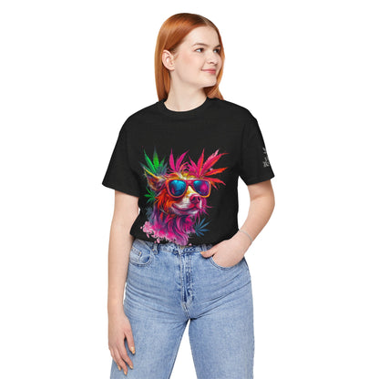 Spectrum Pup Tee - Premium Airlume Cotton Cannabis Culture Psychedelic Dog Art