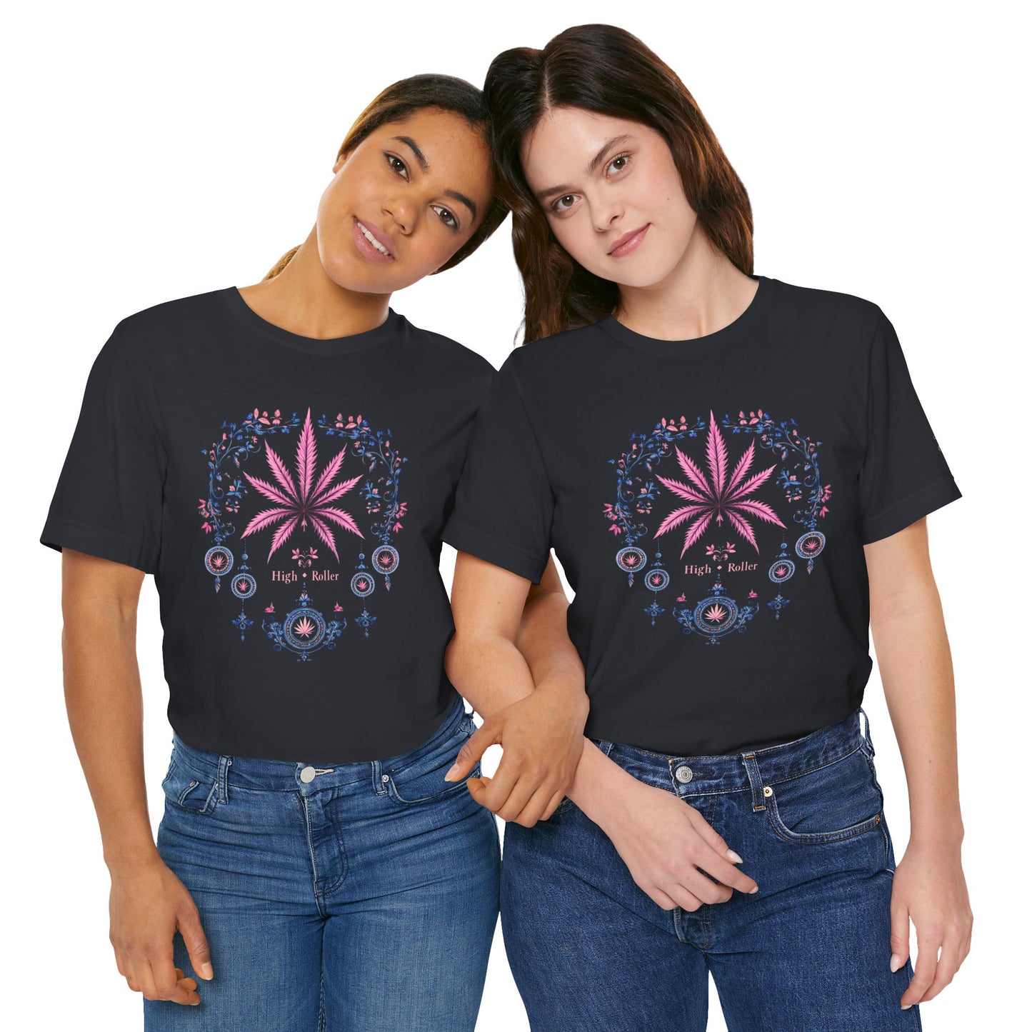 Bohemian Cannabis Mandala Tee - Floral Folk Art Design | High Roller