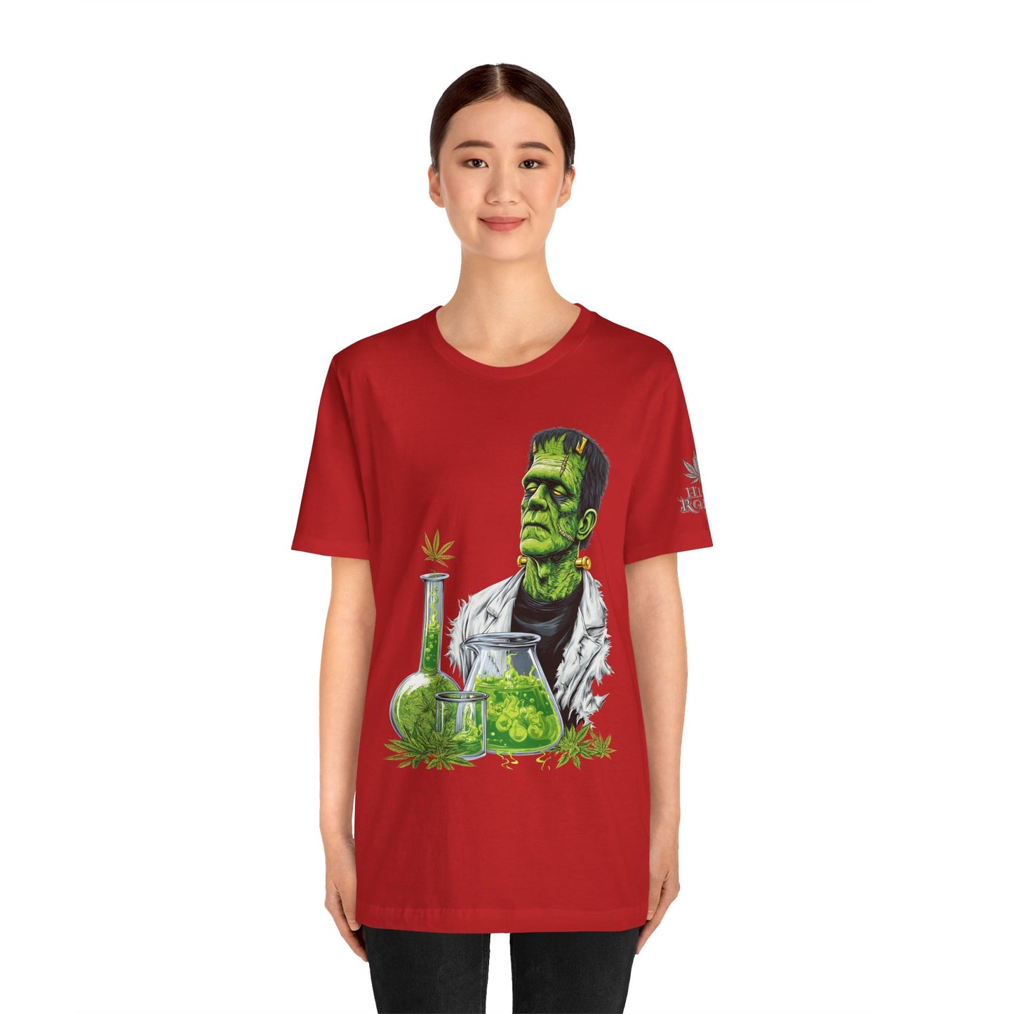 Frankenstein's Laboratory HIGH ROLLER Halloween Cannabis T-Shirt - Premium Monster Scientist 420 Experiment Apparel