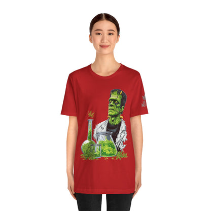 Frankenstein's Laboratory HIGH ROLLER Halloween Cannabis T-Shirt - Premium Monster Scientist 420 Experiment Apparel