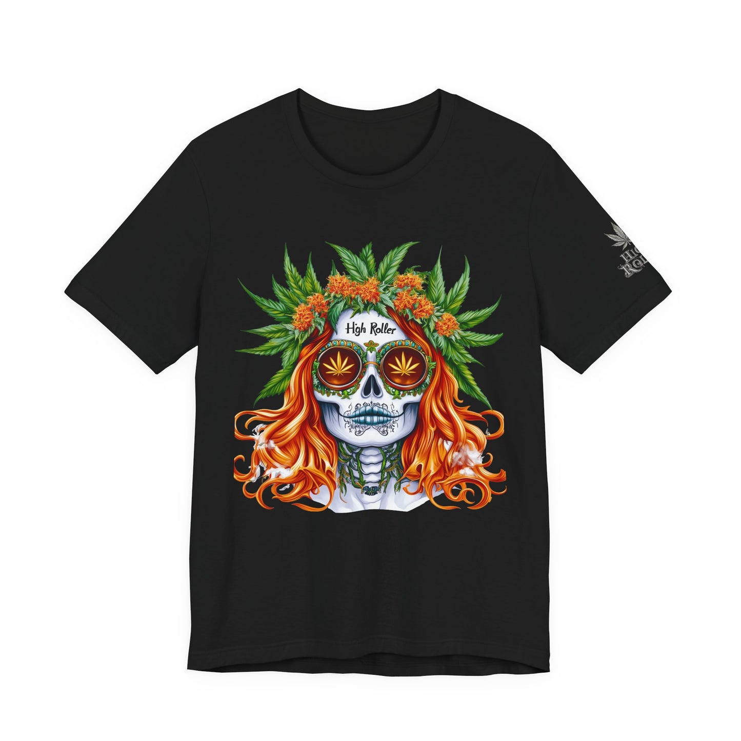 Sugar Skull Goddess Tee - Premium Airlume Cotton Cannabis Culture Day of Dead Art