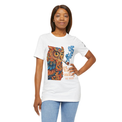 Baroque Owl Tee - Premium Airlume Cotton Cannabis Culture Ornate Bird Art