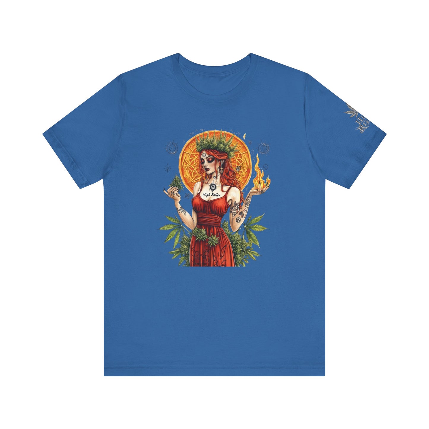High Roller Priestess T-Shirt - Premium Airlume Cotton Cannabis Goddess Mandala Art Tee