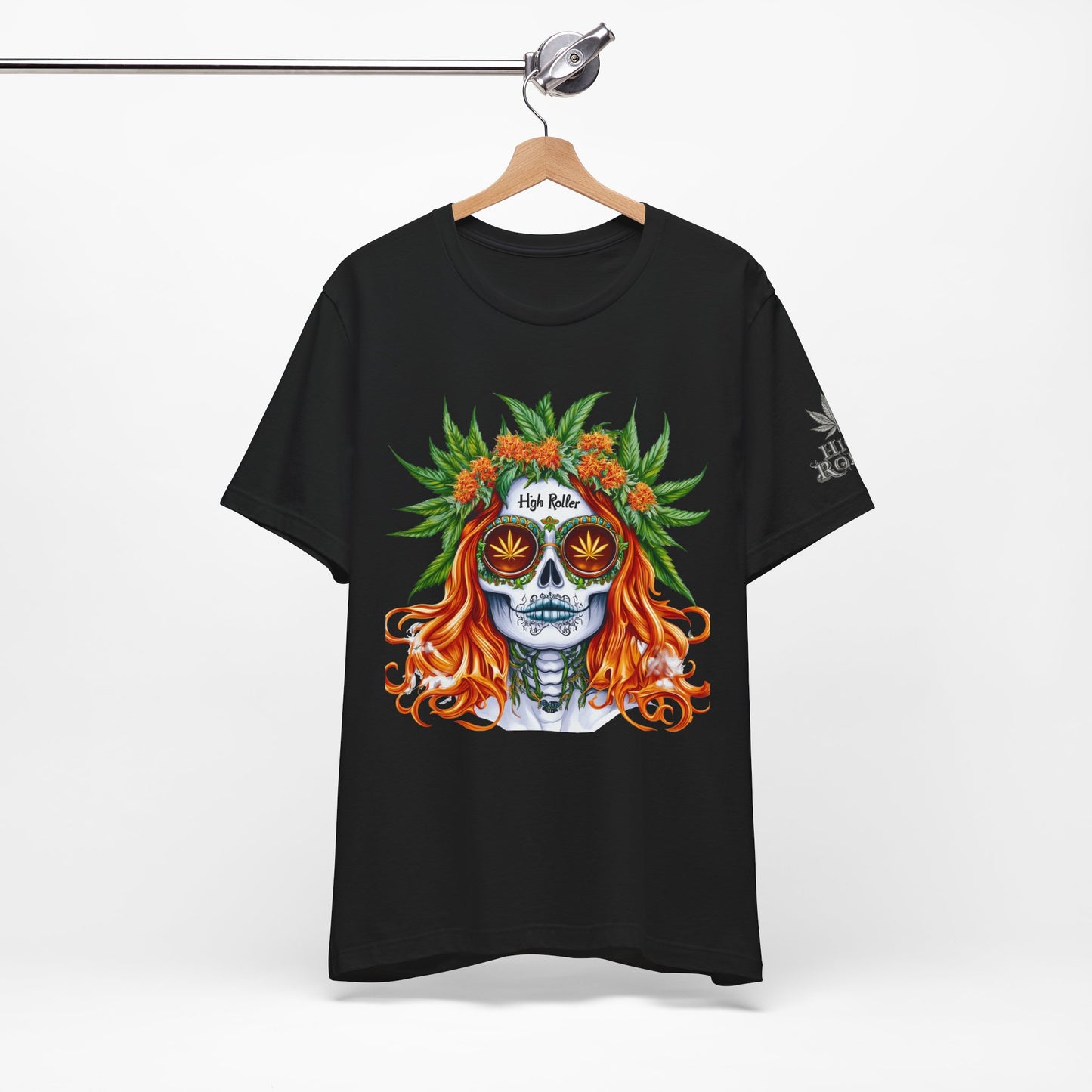 Sugar Skull Goddess Tee - Premium Airlume Cotton Cannabis Culture Day of Dead Art