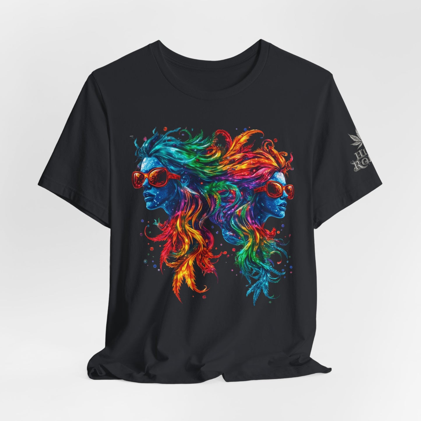 Spectrum Sisters T-Shirt - Premium Airlume Cotton Cannabis Rainbow Psychedelic Art Tee