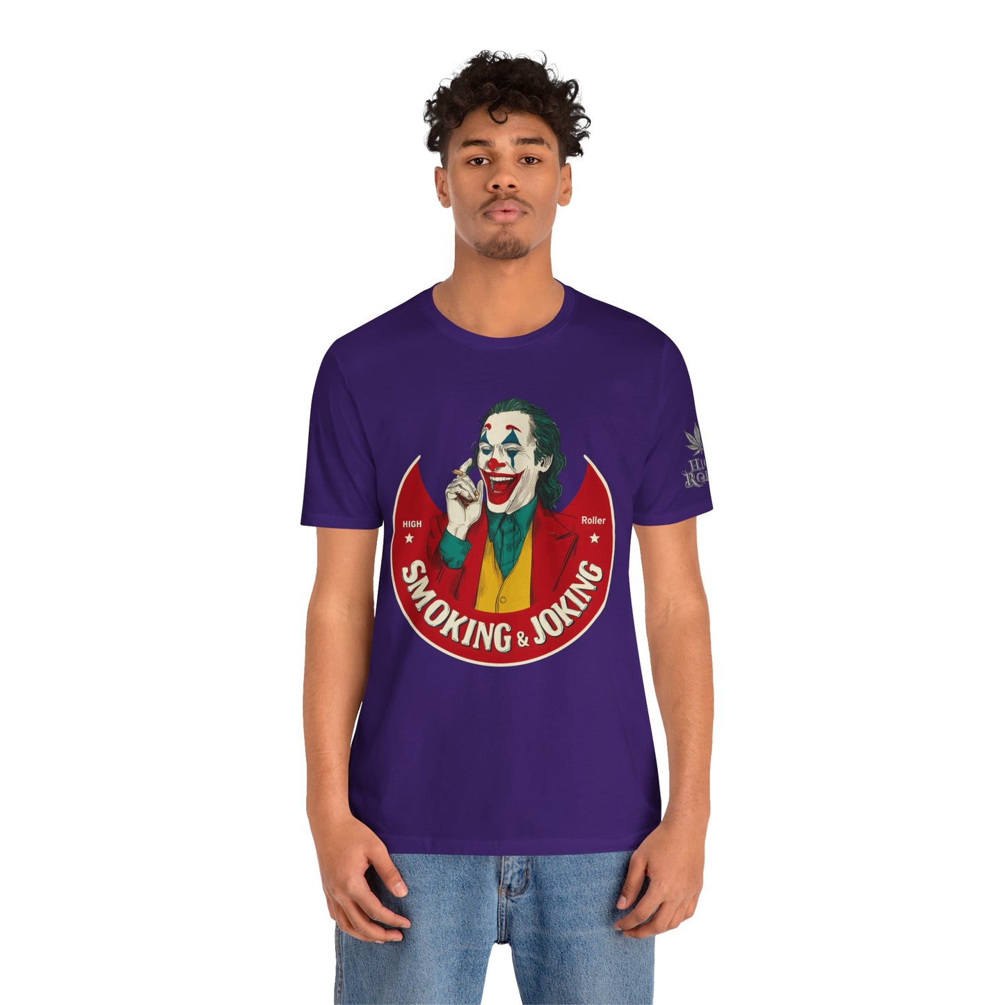 High Roller Villain T-Shirt - Premium Airlume Cotton Cannabis Joker Badge Art Tee