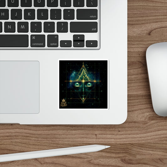 Sacred Geometry Cannabis Art Sticker | High Roller Third Eye | Premium Die-Cut Vinyl Decal