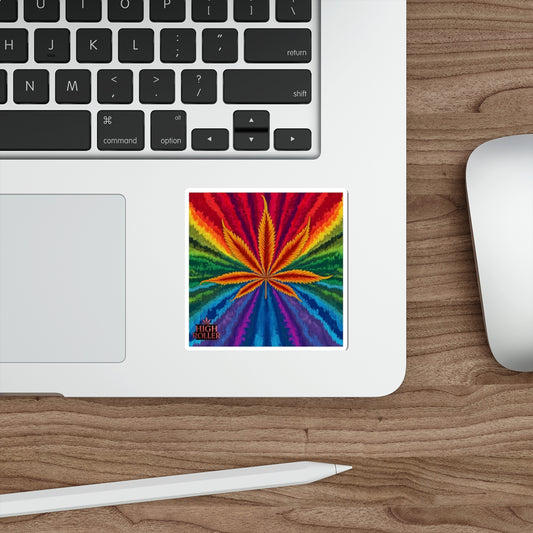Psychedelic Rainbow Cannabis Leaf Sticker | High Roller Spectrum Art | Premium Die-Cut Vinyl Decal