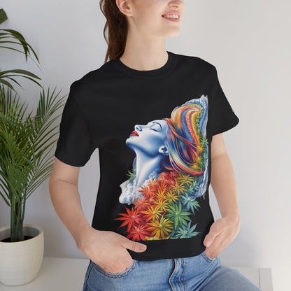 Rainbow Cannabis Goddess Tee - Ethereal Beauty Art Design | High Roller