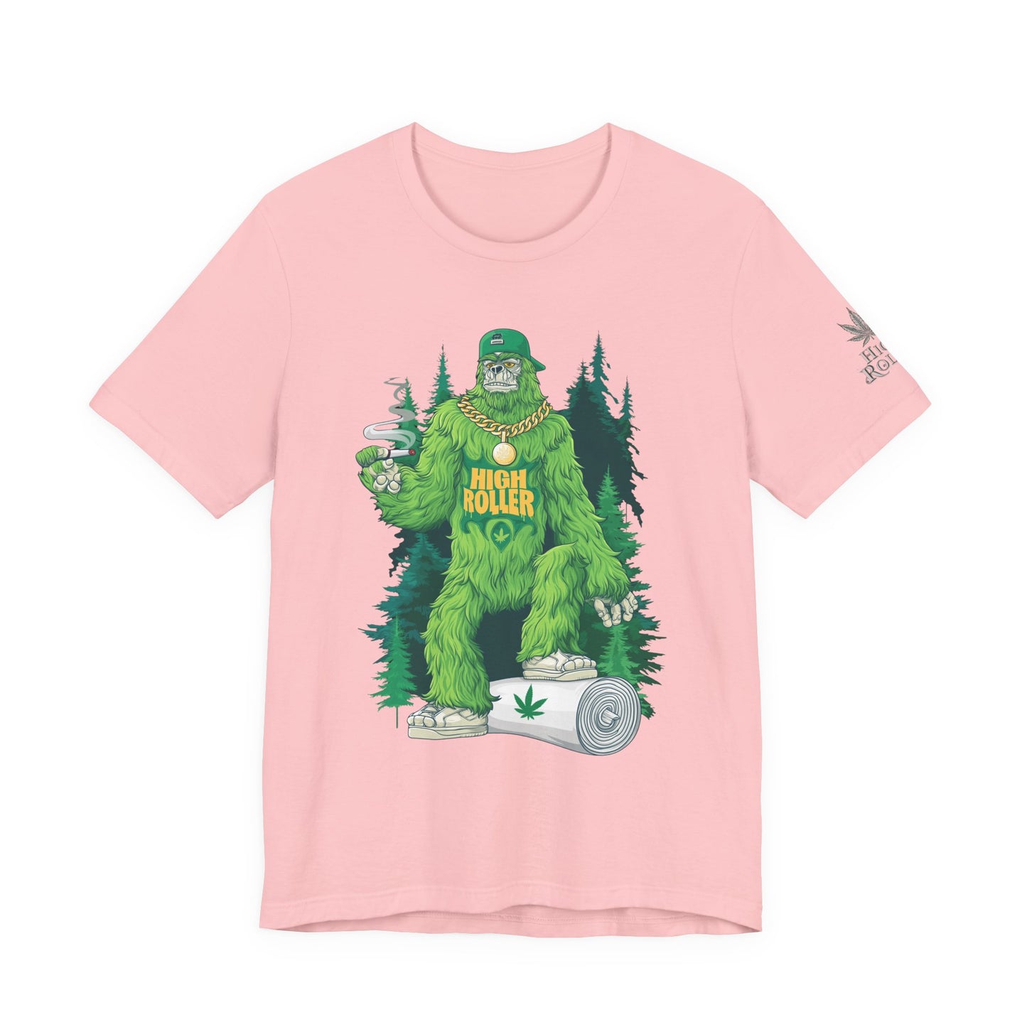 Bigfoot HIGH ROLLER Halloween Cannabis Forest T-Shirt - Premium Sasquatch Lifestyle Legend 420 Apparel