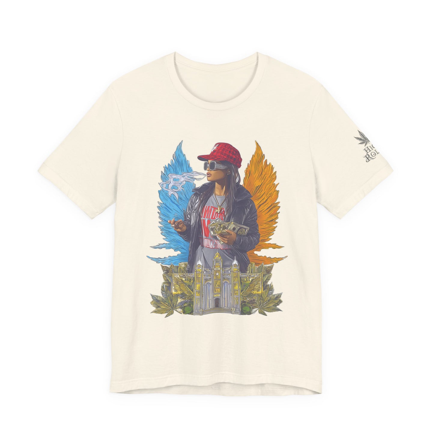 High Roller Golden Wings Money Cannabis T-Shirt - Premium 420 Hip-Hop Angel Street Culture Success Lifestyle Apparel