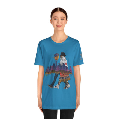 High Roller Urban Legends Cannabis T-Shirt - Premium 420 City Skyline Street Culture Double Exposure Apparel