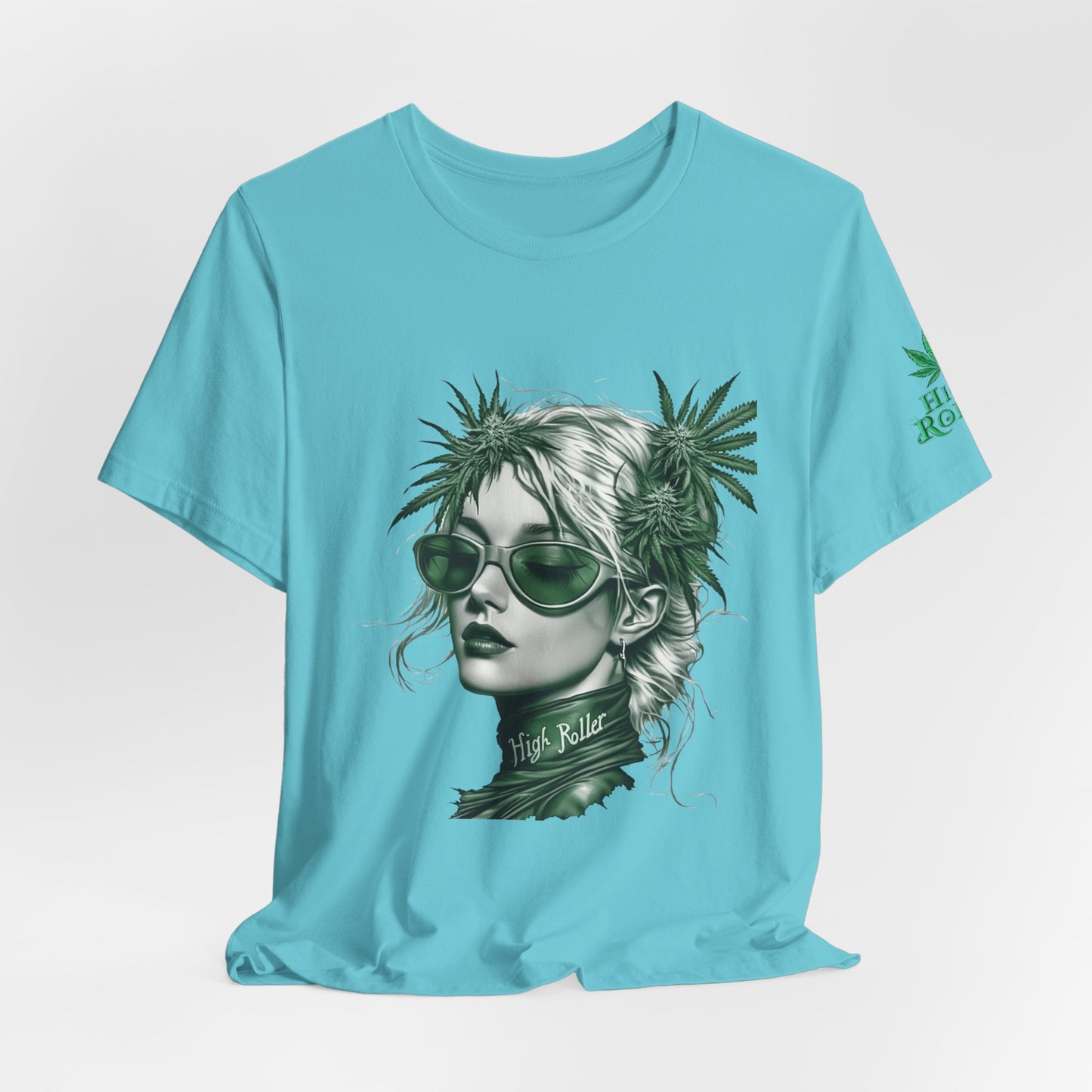 Green Queen T-Shirt - Premium Airlume Cotton Cannabis Crown Portrait Art Tee