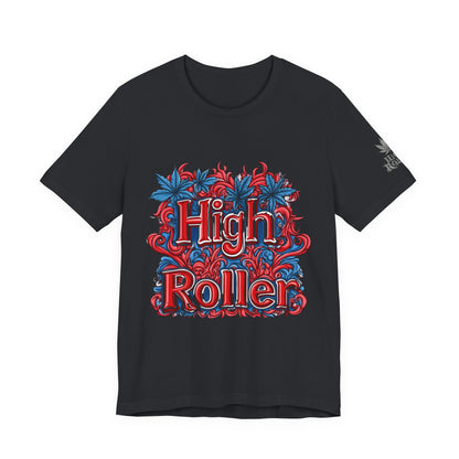 High Roller Ornate Logo Tee - Cannabis Typography Art Design | High Roller