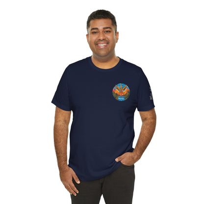 Cannabis Paradise Circle Tee - Tropical Sunset Art Design | High Roller