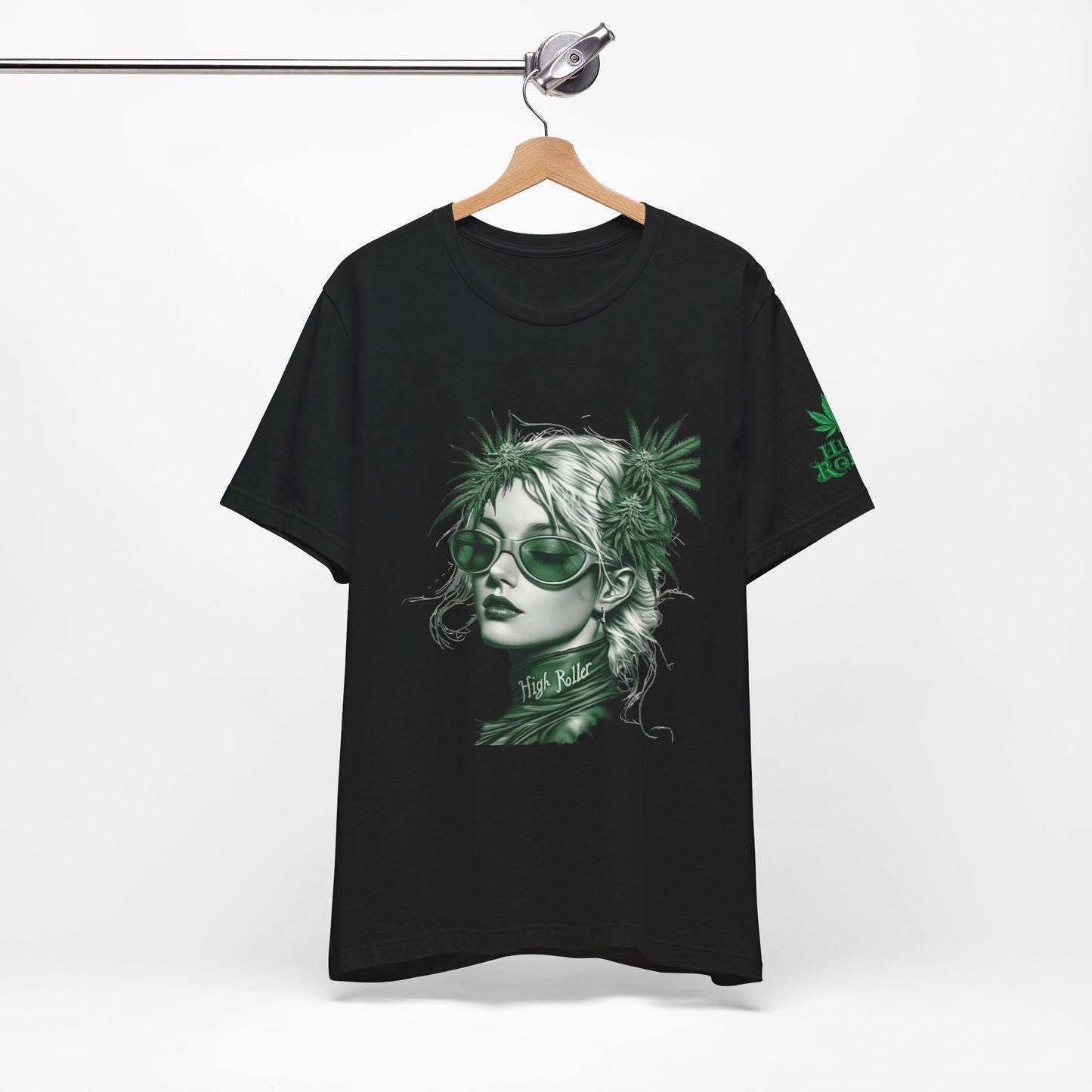 Green Queen T-Shirt - Premium Airlume Cotton Cannabis Crown Portrait Art Tee