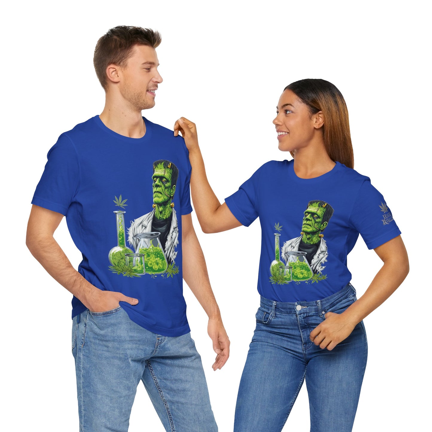 Frankenstein's Laboratory HIGH ROLLER Halloween Cannabis T-Shirt - Premium Monster Scientist 420 Experiment Apparel