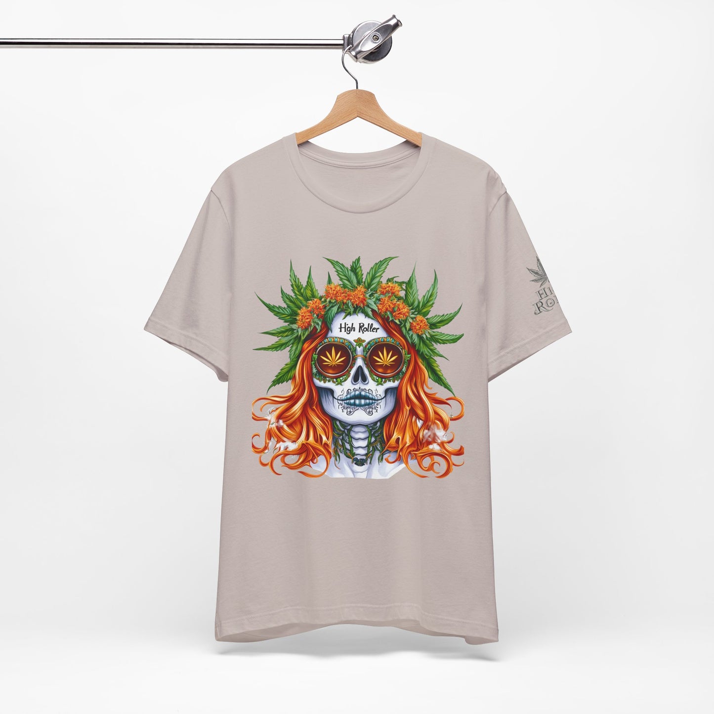 Sugar Skull Cannabis Tee - Day of Dead Art Design | High Roller