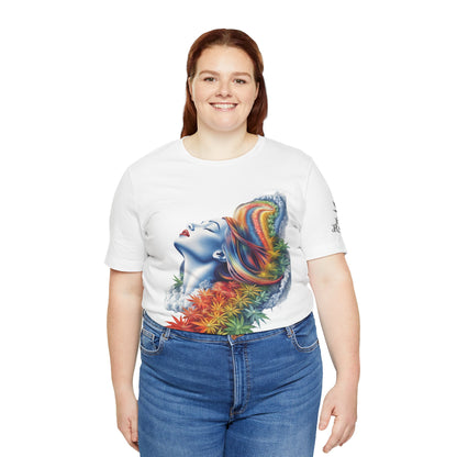 Rainbow Bloom Tee - Premium Airlume Cotton Cannabis Culture Spectrum Goddess Art