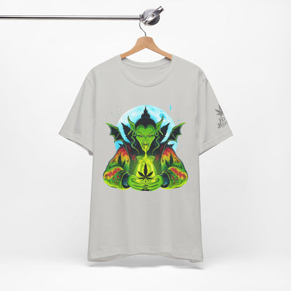 Mystic Dragon Guardian Cannabis Meditation T-Shirt - Premium Psychedelic 420 Apparel