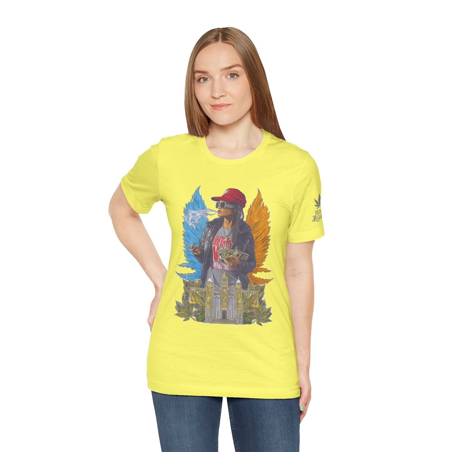 High Roller Golden Wings Money Cannabis T-Shirt - Premium 420 Hip-Hop Angel Street Culture Success Lifestyle Apparel