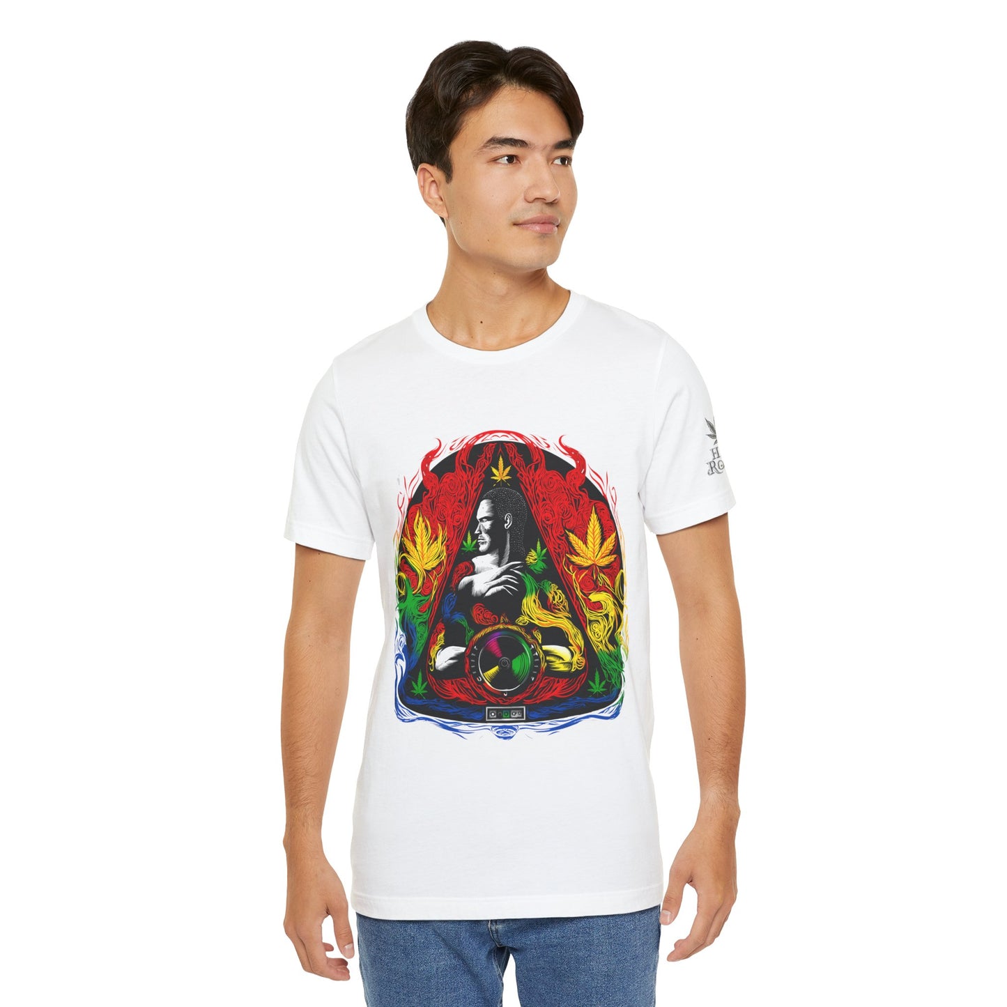 High Roller Sacred Buddha Cannabis T-Shirt - Premium 420 Spiritual Meditation Enlightenment Botanical Artistry Apparel