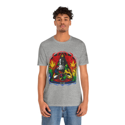 High Roller Sacred Buddha Cannabis T-Shirt - Premium 420 Spiritual Meditation Enlightenment Botanical Artistry Apparel