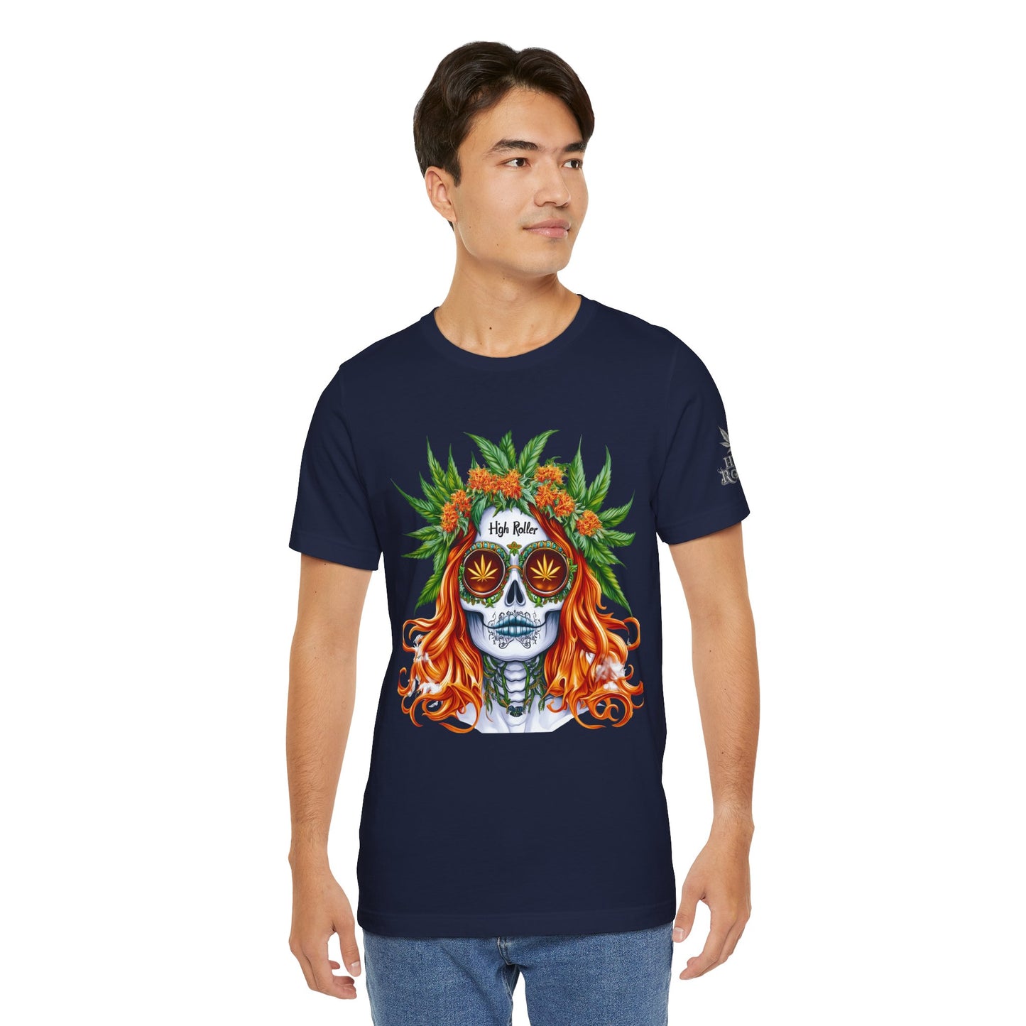 Sugar Skull Cannabis Tee - Day of Dead Art Design | High Roller