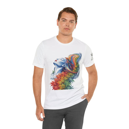 Rainbow Bloom Tee - Premium Airlume Cotton Cannabis Culture Spectrum Goddess Art