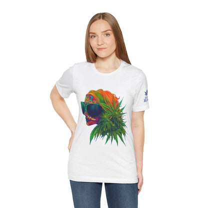 Psychedelic Cannabis Skull Tee - Neon Profile Art Design | High Roller