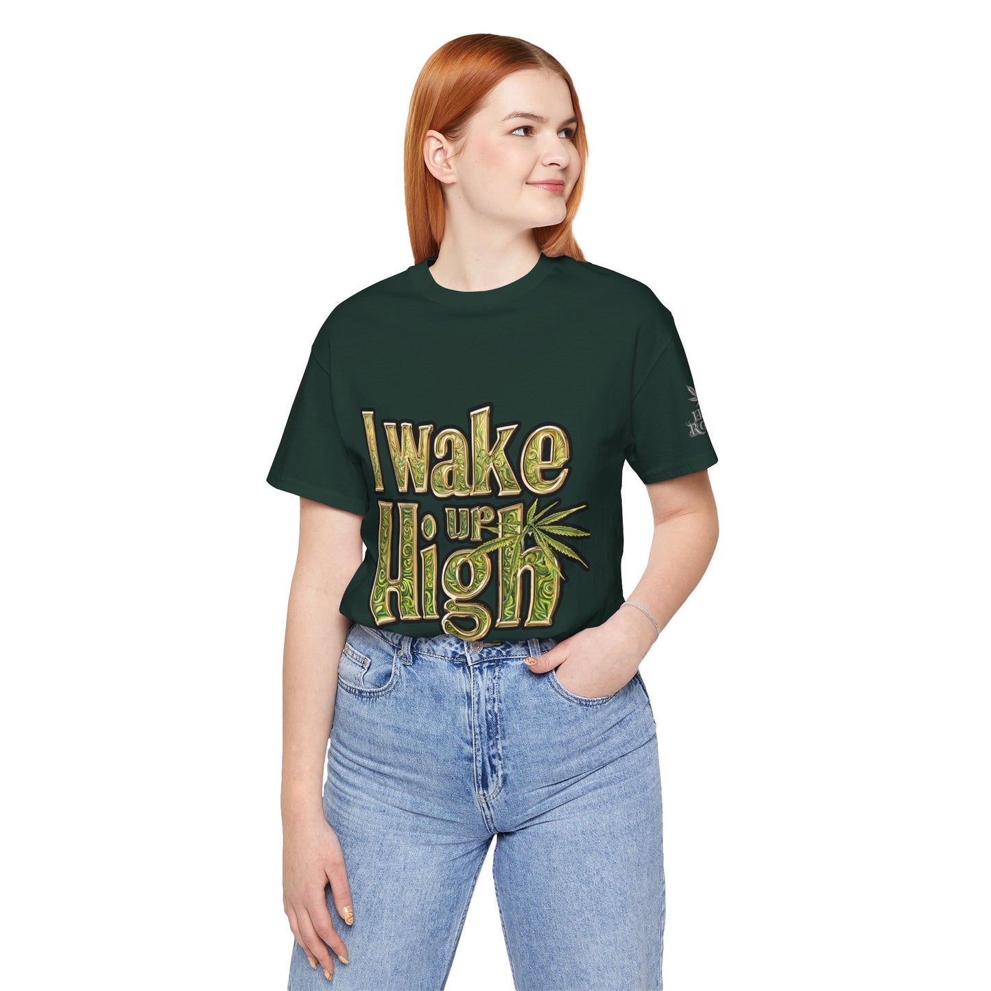Wake Up High T-Shirt - Premium Airlume Cotton Cannabis Morning Mantra Tee