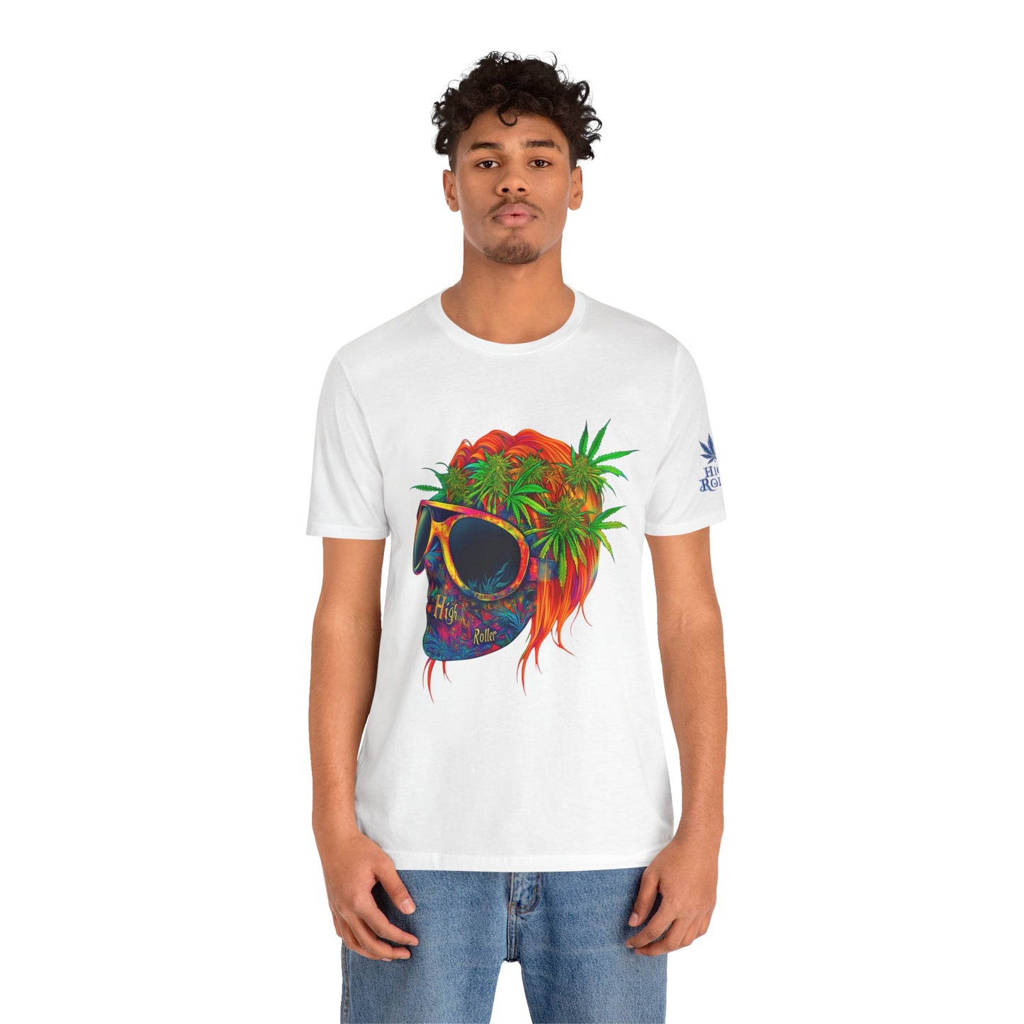 Tropical Cannabis Skull Tee - Paradise Vibes Art Design | High Roller