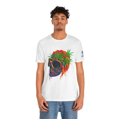 Tropical Cannabis Skull Tee - Paradise Vibes Art Design | High Roller
