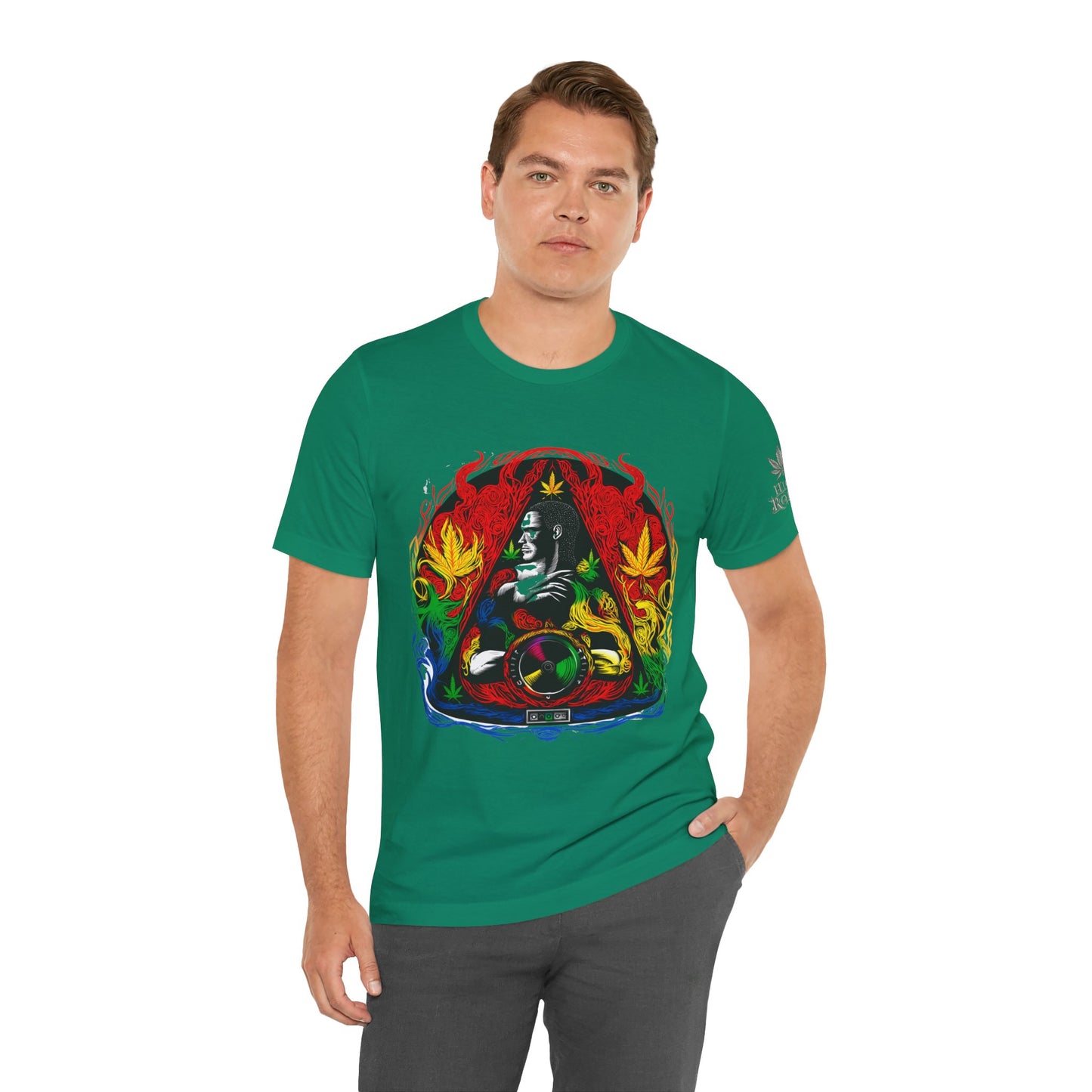 HIGH ROLLER Buddha Meditation Premium Cannabis Culture T-Shirt - Enlightenment Meets Electronic Music Luxury Streetwear