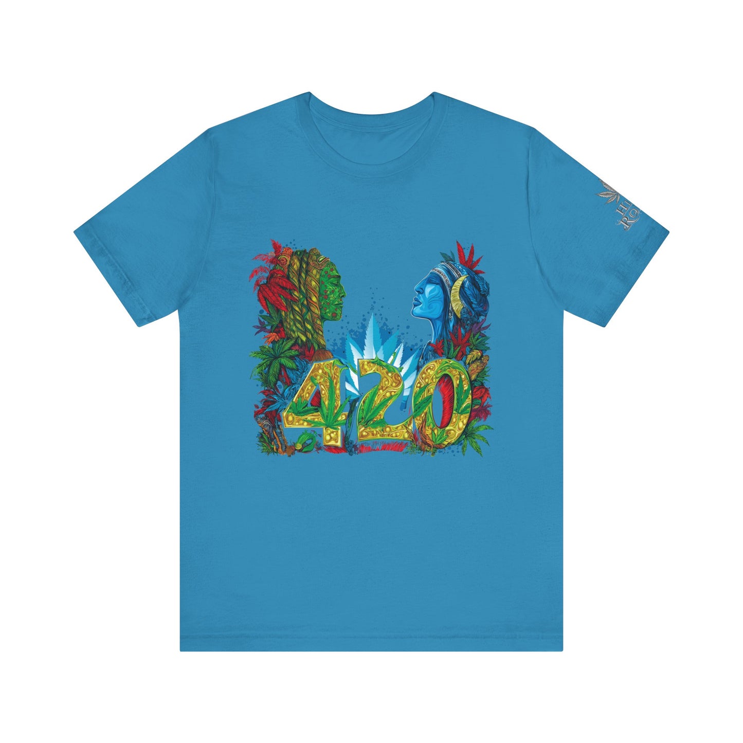 420 Celebration Premium Cannabis Culture T-Shirt - Dual Profile Art With Nature Elements And Bold 420 Typography