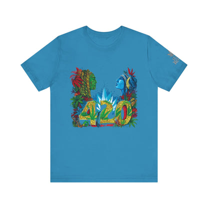 420 Celebration Premium Cannabis Culture T-Shirt - Dual Profile Art With Nature Elements And Bold 420 Typography