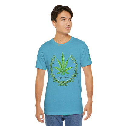 Cannabis Crest Wreath Tee - Botanical Elegance Art Design | High Roller
