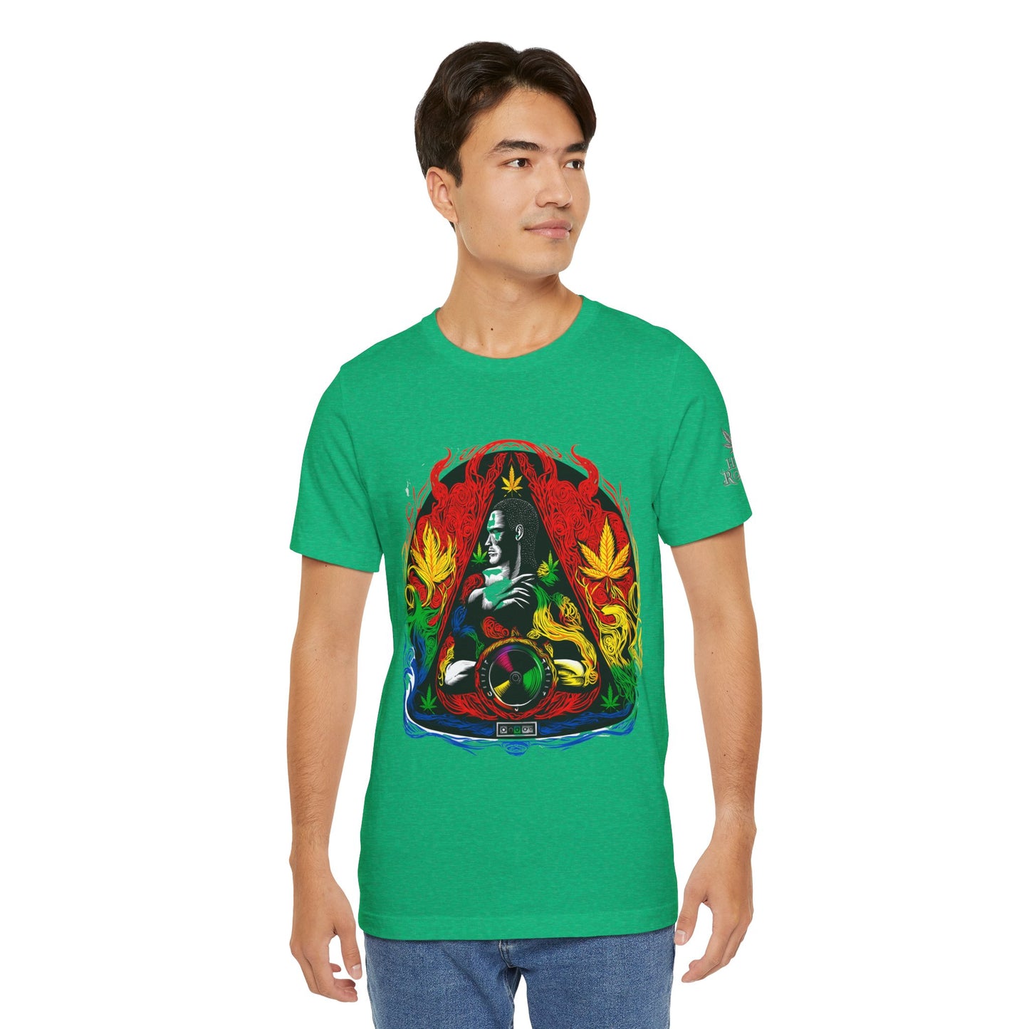 High Roller Sacred Buddha Cannabis T-Shirt - Premium 420 Spiritual Meditation Enlightenment Botanical Artistry Apparel