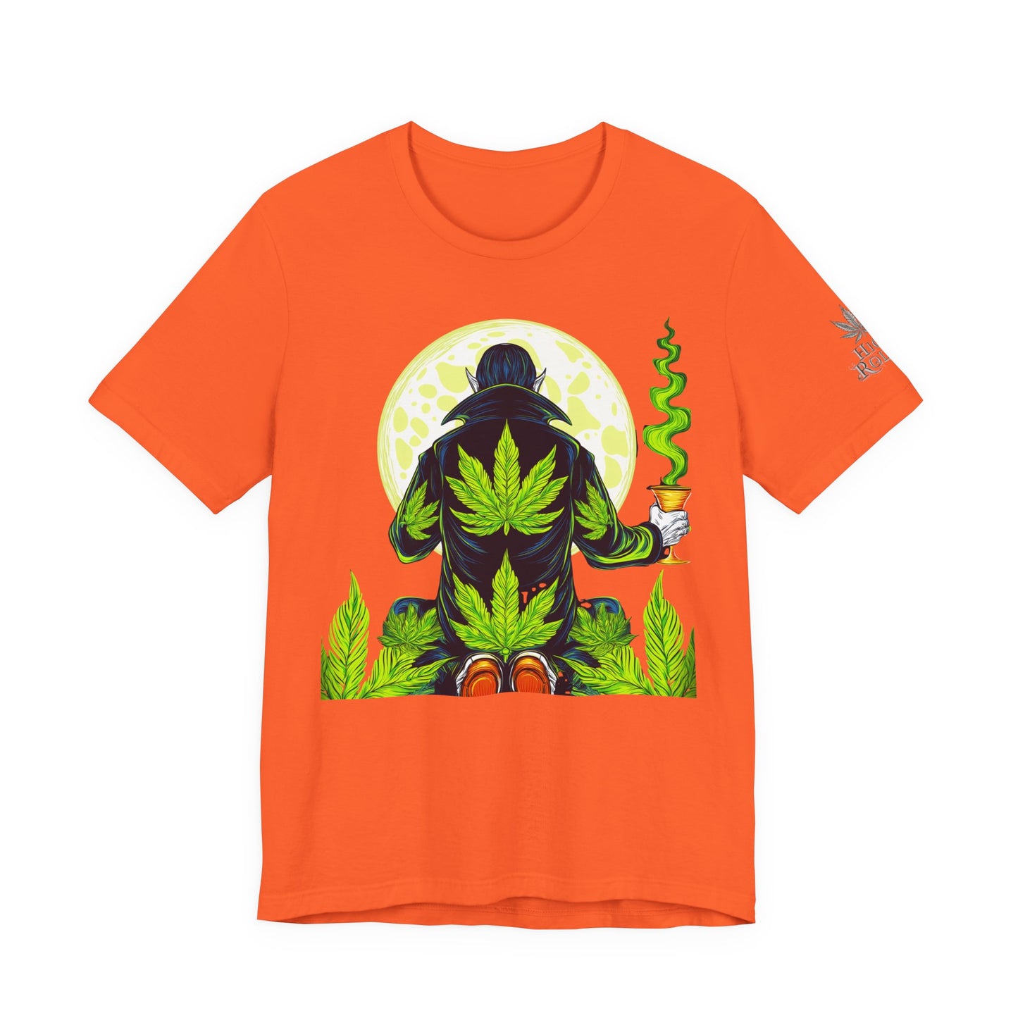 Luxury Gothic Cannabis Vampire T-Shirt - Premium Dark HIGH ROLLER Streetwear - Elevated Nocturnal 420 Fashion