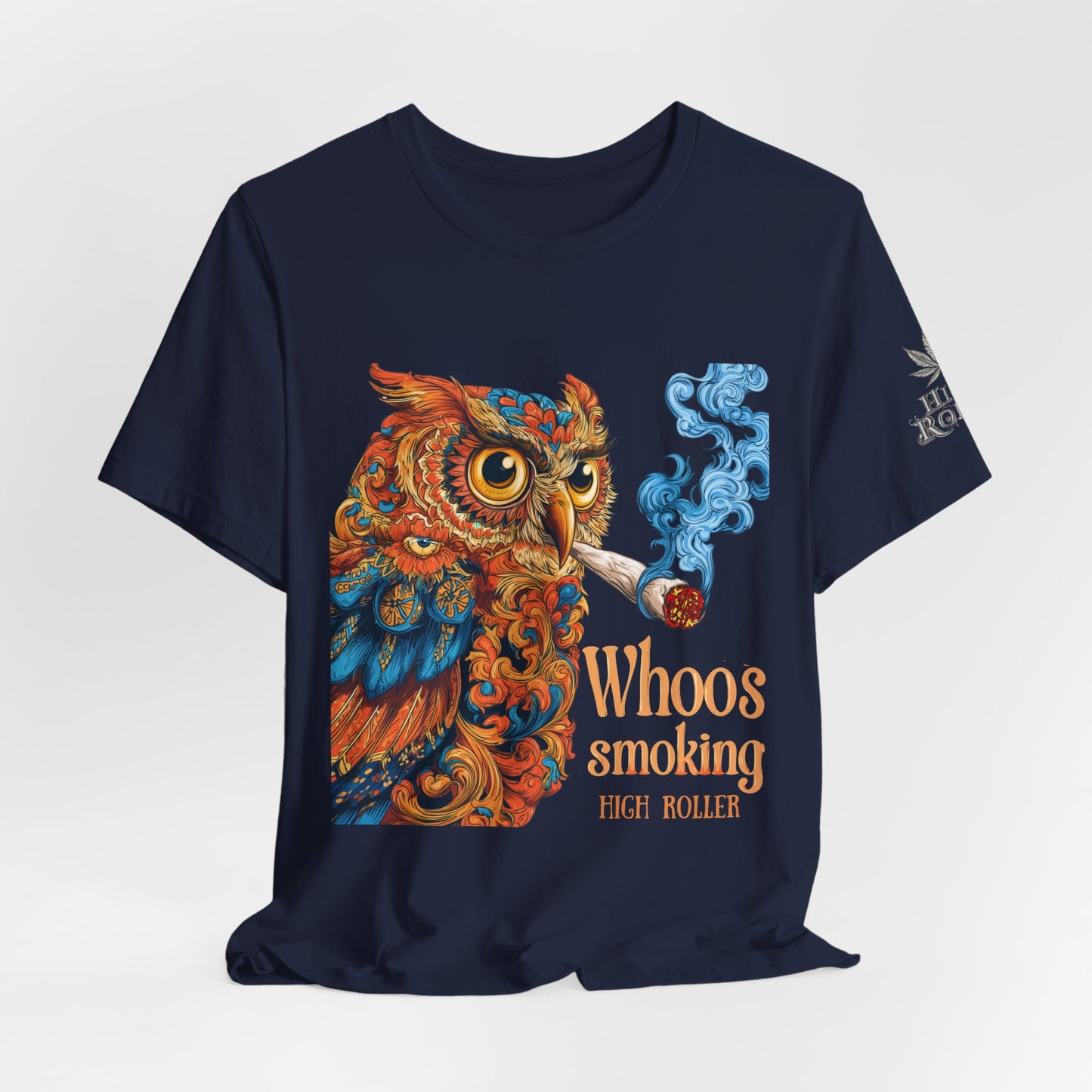 Whoos Smoking Owl Tee - Wise Cannabis Art Design | High Roller