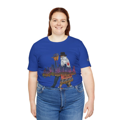 High Roller Urban Legends Cannabis T-Shirt - Premium 420 City Skyline Street Culture Double Exposure Apparel
